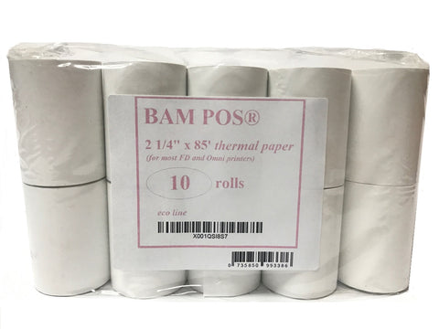 BAM POS, Thermal Receipt Paper 2 1/4" x 85' Paper Tray Pack (10 Rolls)